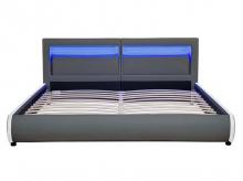Čalouněná postel Murcia 28984, rám postele s LED osvětlením a lamelovým roštem, 140 x 200 cm