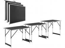 Hliníkový multifunkční stůl 21037, sada 3 skládacích stolků pro kempování, bleší trhy a tapetování, 100 x 60 cm