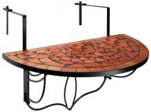 Půlkulatý balkonový stůl GYMBT2101, keramický závěsný stůl, s mozaikovým vzorem, 76 x 38 cm