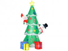 Vánoční dekorace 844-378V90, samonafukovací, se sněhulákem a Santa Clausem, osvětlení LED, polyester, 144 x 125 x 210 cm