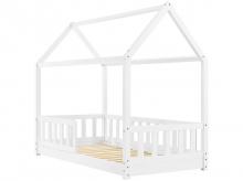 Dětská postel Marli 28481, s ochranou proti pádu, lamelovým roštem a střechou, z masivu, bílá, 80 x 160 cm