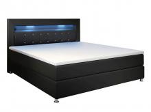 Čalouněná postel Montana 29046, umělá kůže, rám postele s pružinovou matrací, topperem a LED osvětlením, 120 x 200 cm
