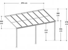 Zahradní pergola Borneo 21027, zastřešení terasy, protisluneční hliníková terasová střecha, s dvouplášťovými panely, 5 x 3 m, bílá