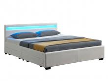 Čalouněná postel Lyon 28961, rám postele s boxy, LED osvětlením a lamelovým roštem, 140 x 200 cm