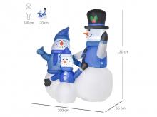 Vánoční dekorace 844-169, Snowman family, samonafukovací, LED, s ventilátorem, 100 x 55 x 120 cm