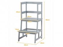 Jídelní židlička HY10042GR, multifunkční, se zábradlím, 2 schody, 46 x 46 x 90 cm