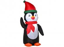 Vánoční dekorace 844-428, nafukovací tučňák, se světly, automatické nafouknutí, odolný, polyester, 79 x 67 x 155 cm