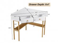 Psací stůl HW67561GD, rohový, se 2 velkými zásuvkami, úložným prostorem, do malých místností, 70,5 x 70,5 x 75 cm