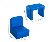Dětská sedací sestava 310-021BU, stůl a židle, multifunkční, pro děti od 3 do 9 let, modrá
