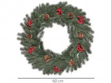 Vánoční věnec 830-372, jedle, zadní strana se závěsným očkem, PE, zelený, 60 x 8 cm