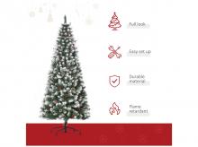 Umělý vánoční stromek 830-382V01, s 618 větvemi, snadná montáž, PVC, kovový, zelený, 65 x 180 cm