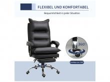 Kancelářská židle 921-335BK, s podnožkou, výškově nastavitelná,  otočná, umělá kůže, černá, 66 x 72 x 122-130 cm