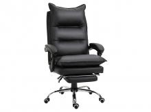 Kancelářská židle 921-335BK, s podnožkou, výškově nastavitelná,  otočná, umělá kůže, černá, 66 x 72 x 122-130 cm