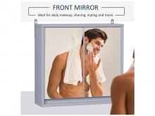 Koupelnová skříňka 834-172, zrcadlová, nástěnná, se 2 zrcadlovými dveřmi, šedá, 48 x 14,5 x 45 cm