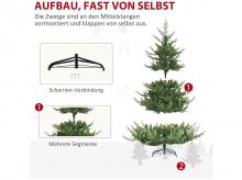 Umělý vánoční stromek 830-534V00GN, jedle, realistický vzhled, rychlá montáž, plast, zelená, 136 x 136 x 180 cm