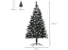 Umělý vánoční stromek 830-359V02, zasněžený, 603 větví, ohnivzdorné PVC, tmavě zelený, 1,8 m