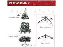 Umělý vánoční stromek 830-359V02, zasněžený, 603 větví, ohnivzdorné PVC, tmavě zelený, 1,8 m