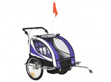 Cyklistický vozík 440-001VT, pro 2 děti, s pláštěnkou, prodyšná, fialová, 155 x 88 x 108 cm