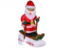 Nafukovací vánoční dekorace 844-431V90, Santa Claus na saních, automatické nafouknutí, odolná, se světly, polyester, 85 x 45 x 124 cm