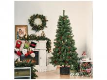Umělý vánoční stromek 830-319, s květináčem a ozdobou, PVC, kovový, zelený, 90 x 90 x 180 cm