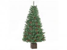 Umělý vánoční stromek 830-319, s květináčem a ozdobou, PVC, kovový, zelený, 90 x 90 x 180 cm