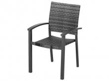 Zahradní židle Genua, proutěná, stohovací židle, šedo-antracitová, 89 x 56 x 59 cm 