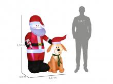 Nafukovací vánoční dekorace 844-570V90MX, Santa Claus se psem, s foukačem, LED, 117 x 80 x 157 cm