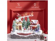 Vánoční vesnička 830-587V80MX, jezírko na bruslení, s vícebarevným LED světlem, 30 x 24,5 x 23 cm