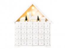 Adventní kalendář 830-416, dekorace, 24 zásuvek, LED světla, bílý, 39 x 9 x 42 cm