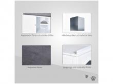 Domeček pro kočky D31-003V01, záchod, s magnetickými dvířky, nastavitelné přepážky, MDF, plyš, bílý, 95,3 x 54 x 63 cm