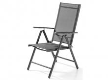 Zahradní židle, sada 2 ks, hliníkové skládací židle, antracit, 108 x 53 x 98 cm