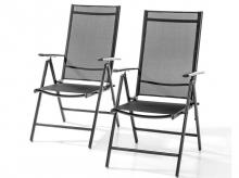 Zahradní židle, sada 2 ks, hliníkové skládací židle, antracit, 108 x 53 x 98 cm