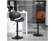 Barová židle 835-819V00BK, sada 2 ks, výškově nastavitelná, z umělé kůže, otočné židle s podnožkami, černá, ocel, 53 x 52 x 92-112 cm
