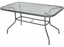 Zahradní stůl 84B-376, se skleněnou deskou, otvor na slunečník, tvrzené sklo, kov, uhlíkově šedý, 140 x 80 x 70 cm