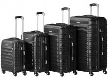 Sada cestovních kufrů Rom 51605, 4dílná, z tvrdé skořepiny, tichá kolečka, teleskopická rukojeť, černá