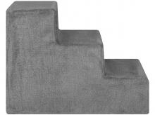 Schody pro domácí mazlíčky Timmy 51701, se 3 stupni, plyšový potah, pratelný, šedý, 46 x 36 x 34 cm