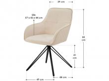 Jídelní židle Clyde 51356, s područkami, stylová, nosnost 120 kg, sametová, béžová