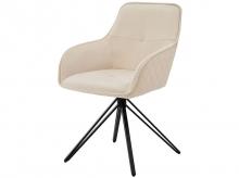 Jídelní židle Clyde 51356, s područkami, stylová, nosnost 120 kg, sametová, béžová