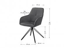 Jídelní židle Clyde 51358, s područkami, stylová, čalouněná, šedá, 57 x 61 x 85 cm