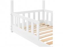 Dětská postel Marli 28481, s ochranou proti pádu, lamelovým roštem a střechou, z masivu, bílá, 80 x 160 cm