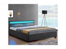 Čalouněná postel Lyon 28967, rám postele s boxy, LED osvětlením a lamelovým roštem, 140 × 200 cm