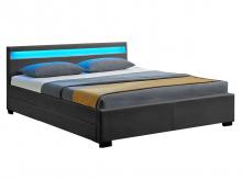 Čalouněná postel Lyon 28967, rám postele s boxy, LED osvětlením a lamelovým roštem, 140 × 200 cm