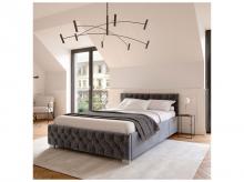 Postel Nizza 300254, čalouněná postel, rám postele s LED osvětlením, sametovým potahem a úložným prostorem, 140 x 200 cm