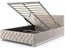 Čalouněná postel Nizza 300251, rám postele s LED osvětlením, sametovým potahem a úložným prostorem, 120 x 200 cm