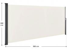 Markýza 25543, boční, výsuvná, neprůhledná, zástěna na balkón a terasu, roleta s držákem na zeď, béžová, 500 x 200 cm