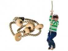Dětská houpačka 344-044, dětské šplhací lano, 2 m, šplhací houpačka, s nášlapy, pro děti 3-14 let