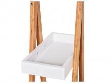 Koupelnová skříňka 834-100V01WT, 3 patrová, záchodový stojan, bambusový rám, bílá a přírodní