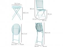 Zahradní sestava nábytku 84B-835, sedací souprava, pro 2 osoby, skládací židle na terasu, balkon, kovové, modré