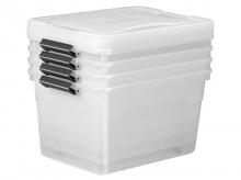 Úložné boxy s víkem 300395, plastové boxy pro přehledné skladování, 4 ks, 60 l