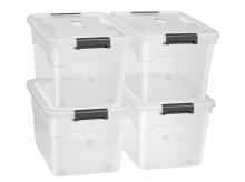 Úložné boxy s víkem 300395, plastové boxy pro přehledné skladování, 4 ks, 60 l